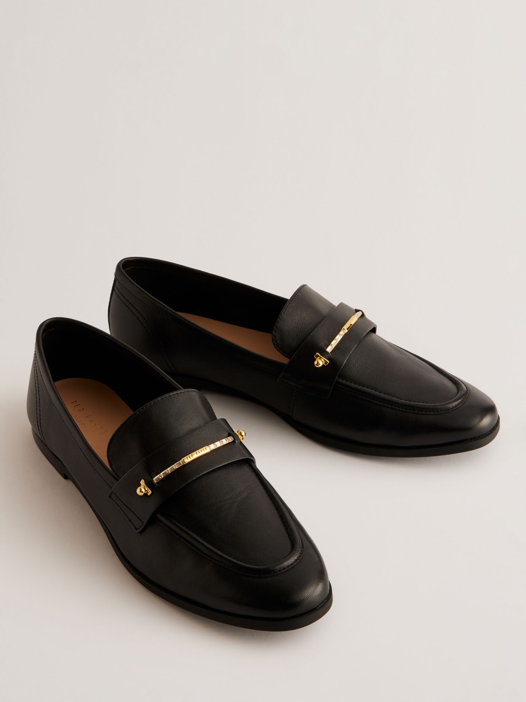 Ted Baker Zzoee Flat Leather Loafers, Black, EU37