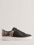 Ted Baker Aleeson Floral Print Cupsole Trainer, Black/Multi, Black Black