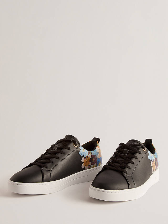 Ted Baker Aleeson Floral Print Cupsole Trainer, Black/Multi