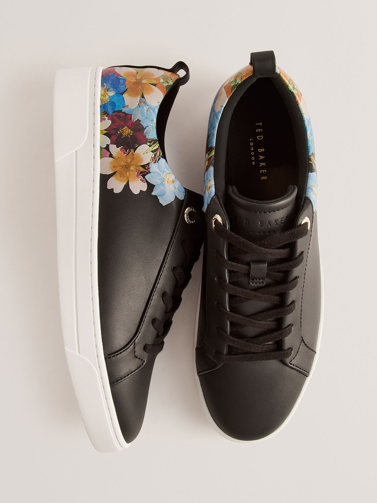 Buy Ted Baker Aleeson Floral Print Cupsole Trainer, Black/Multi Online at johnlewis.com