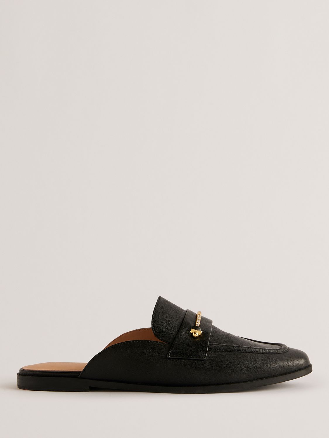 Ted Baker Zzola Backless Leather Bar Trim Loafers, Black, EU37