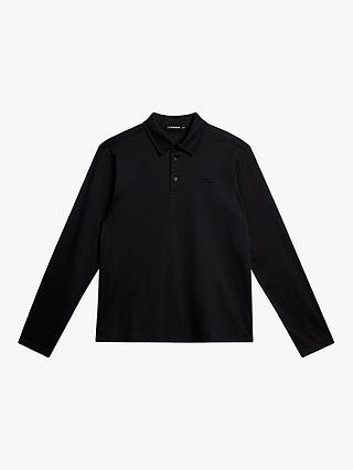 J.Lindeberg Asher Long Sleeve Polo Shirt, Black