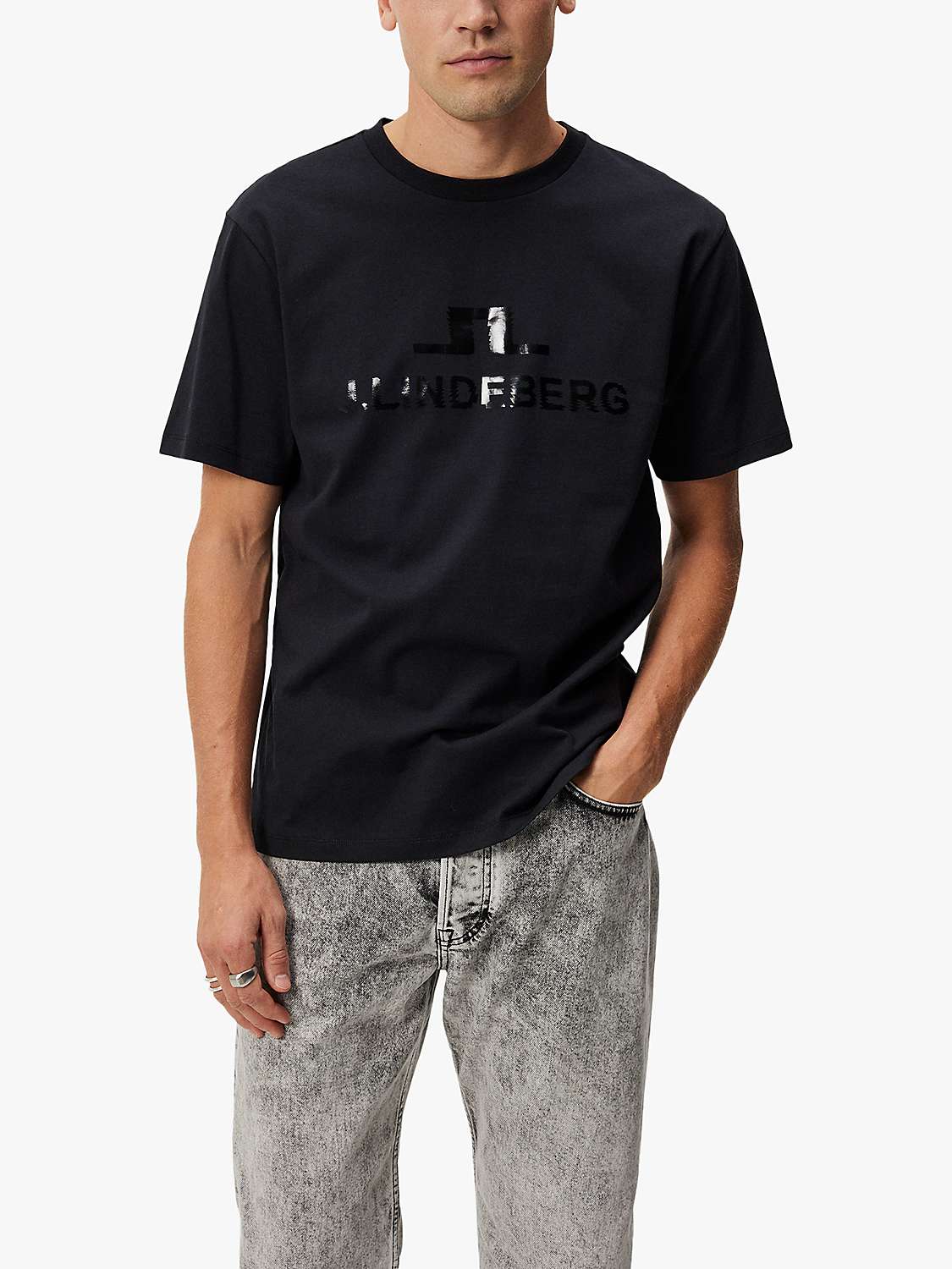 Buy J.Lindeberg Parcy Logo T-Shirt, Black Online at johnlewis.com