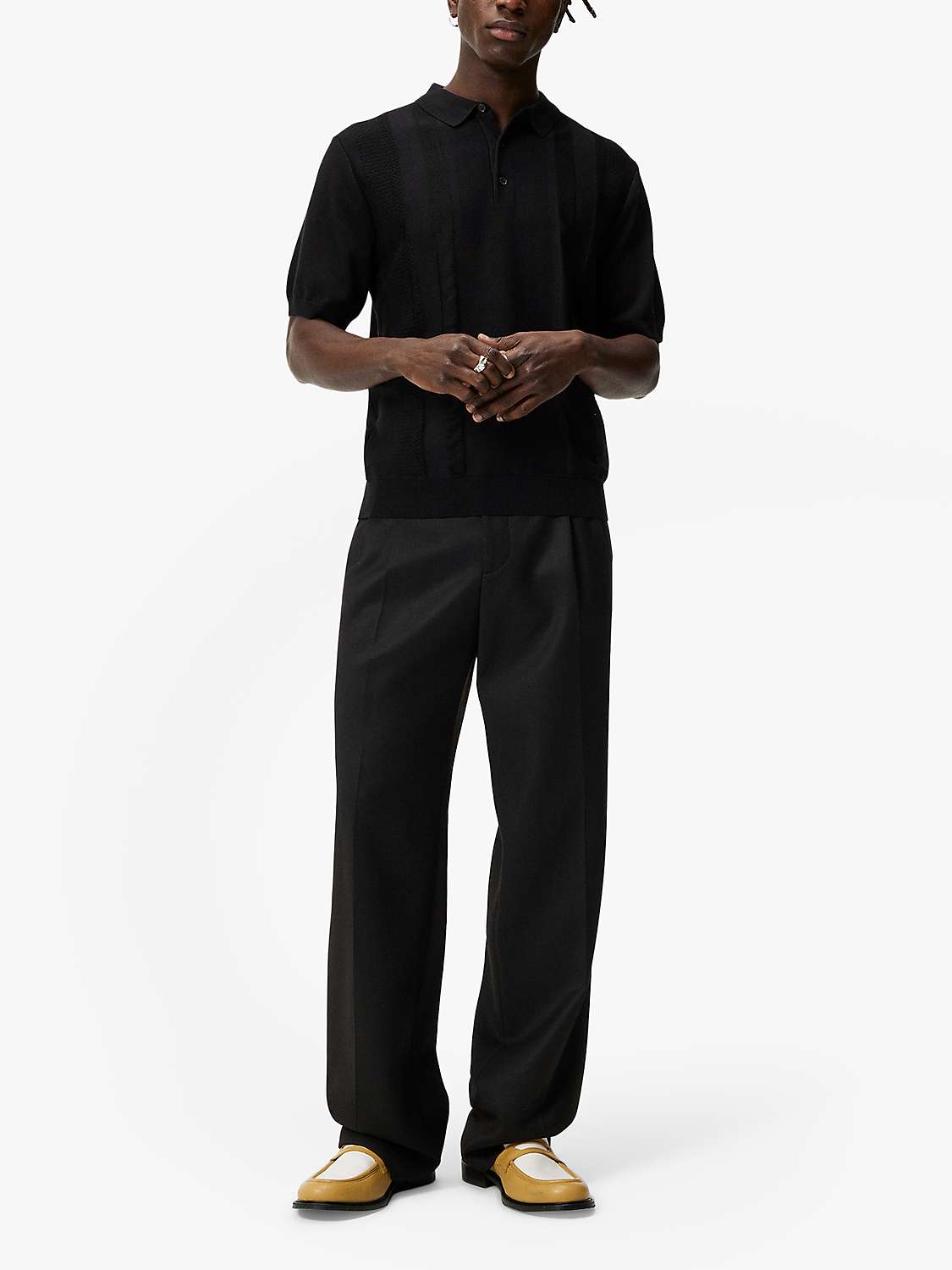 Buy J.Lindeberg Ryce Texture Blocking Polo Shirt, Black Online at johnlewis.com
