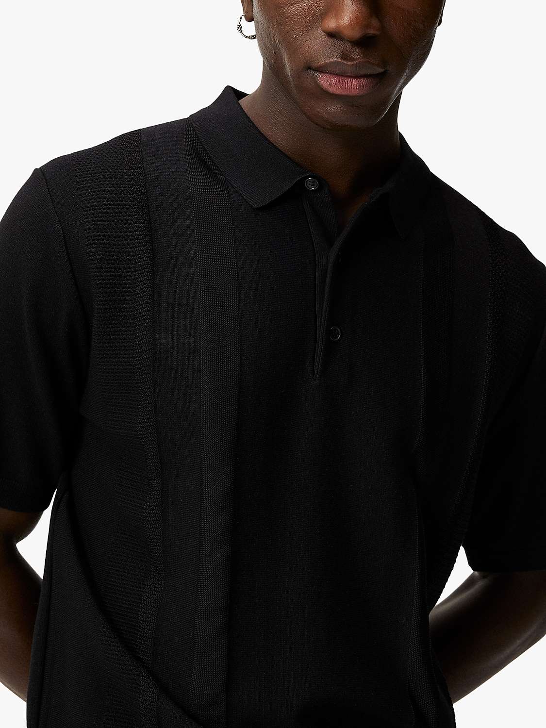 Buy J.Lindeberg Ryce Texture Blocking Polo Shirt, Black Online at johnlewis.com