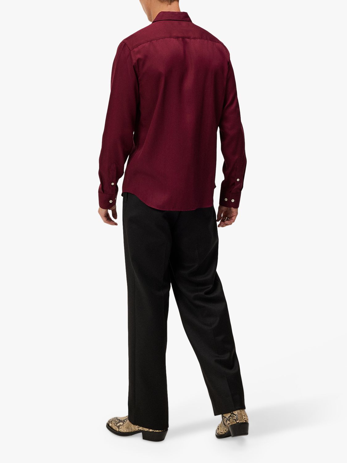 J.Lindeberg Slim Comfort Tencel Shirt, Red, L
