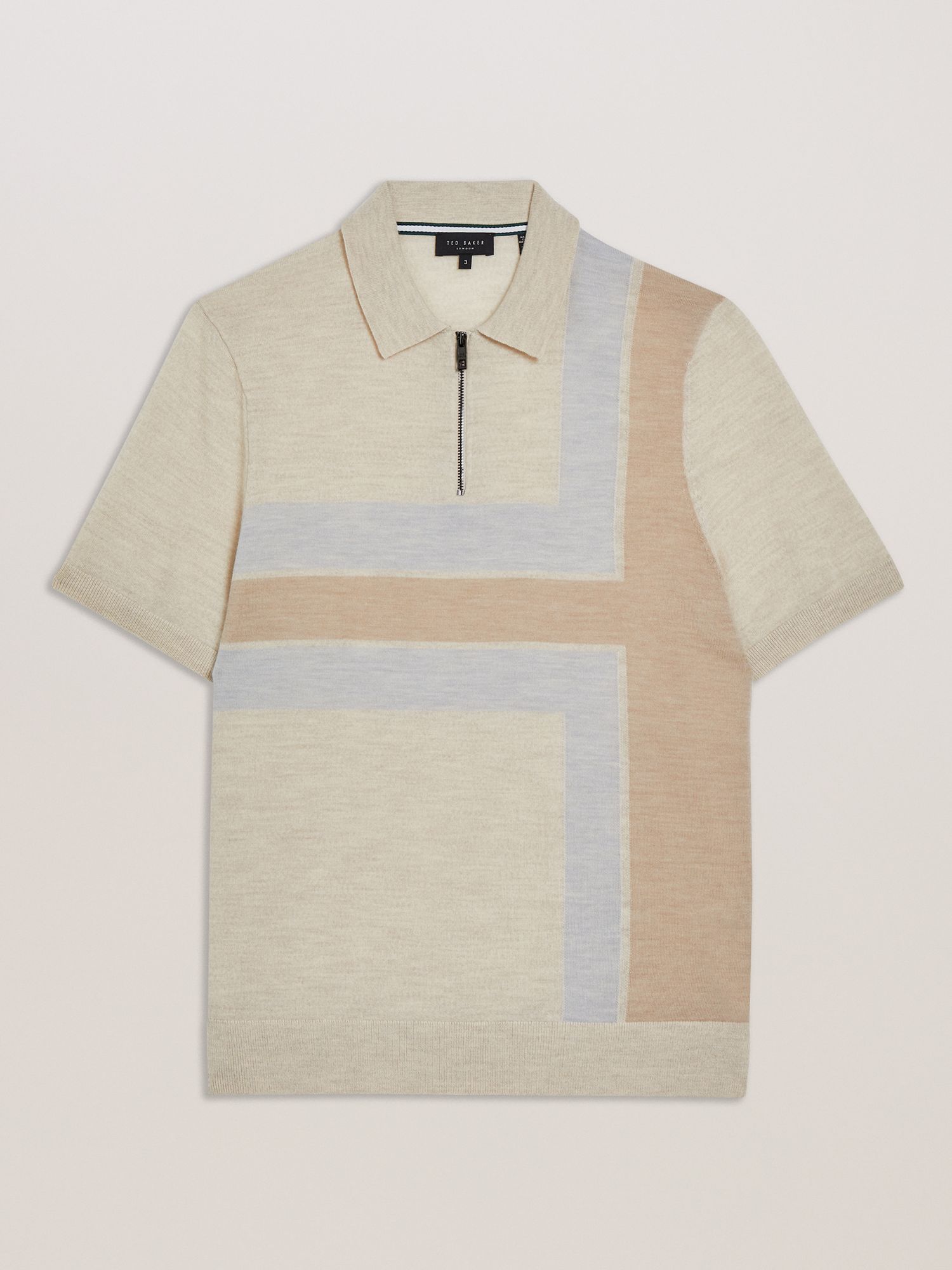 Buy Ted Baker Ambler Block Stripe Wool Polo Shirt, Natural Taupe Online at johnlewis.com