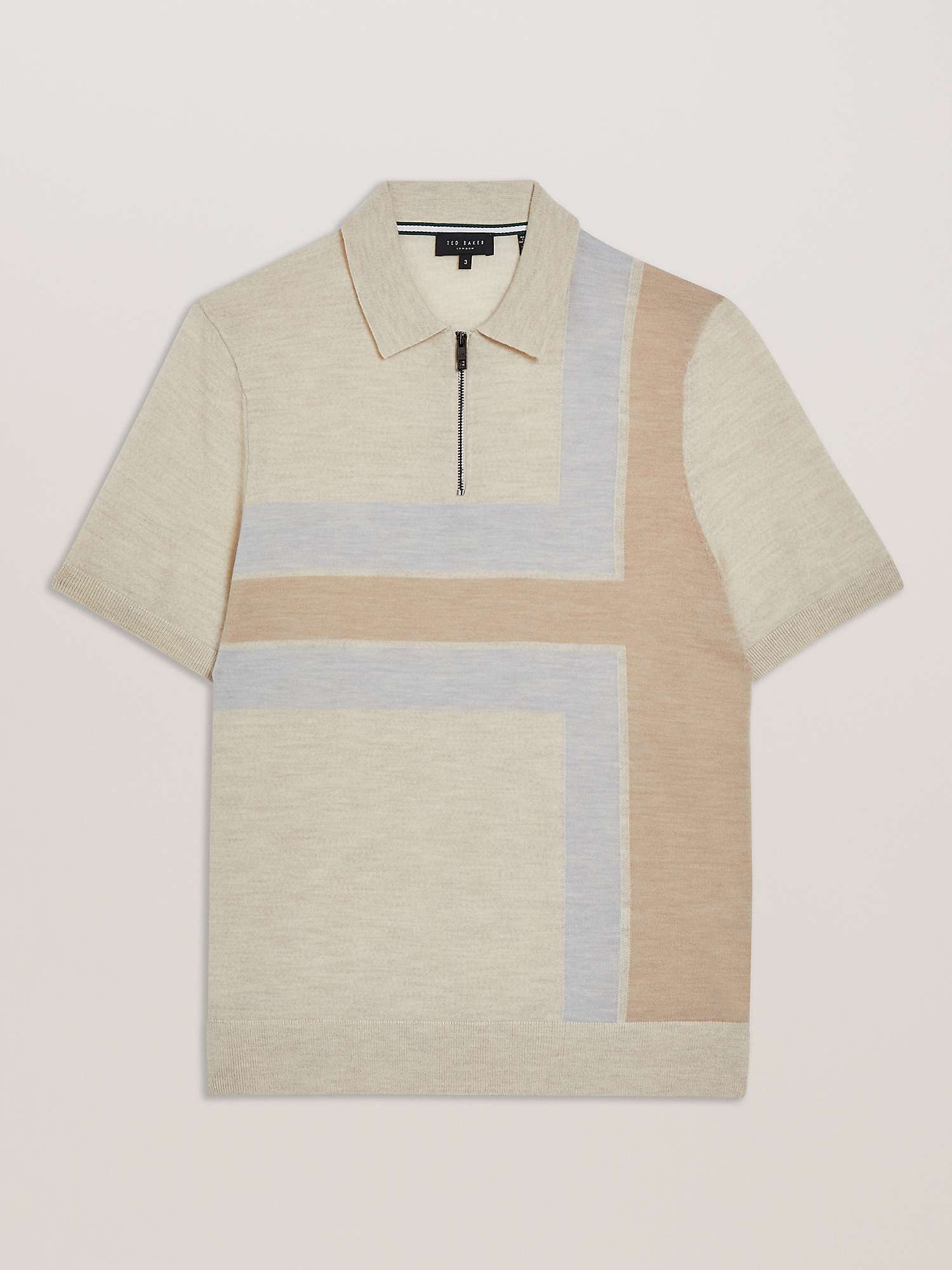 Buy Ted Baker Ambler Block Stripe Wool Polo Shirt, Natural Taupe Online at johnlewis.com