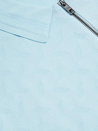 Ted Baker Palton Textured Zipped Polo Shirt, Light Blue