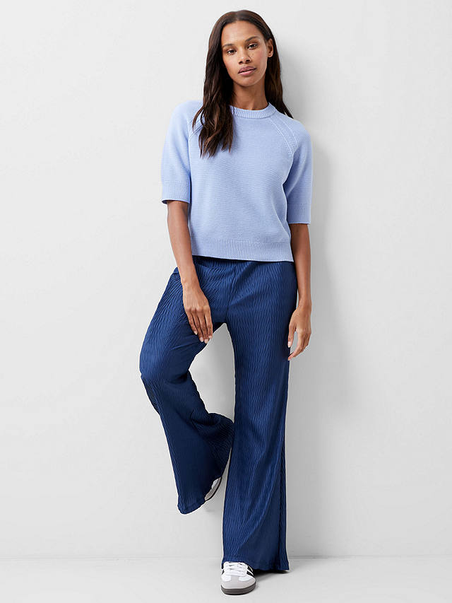 French Connection Scarlette Flared Textured Trousers, Midnight Blue