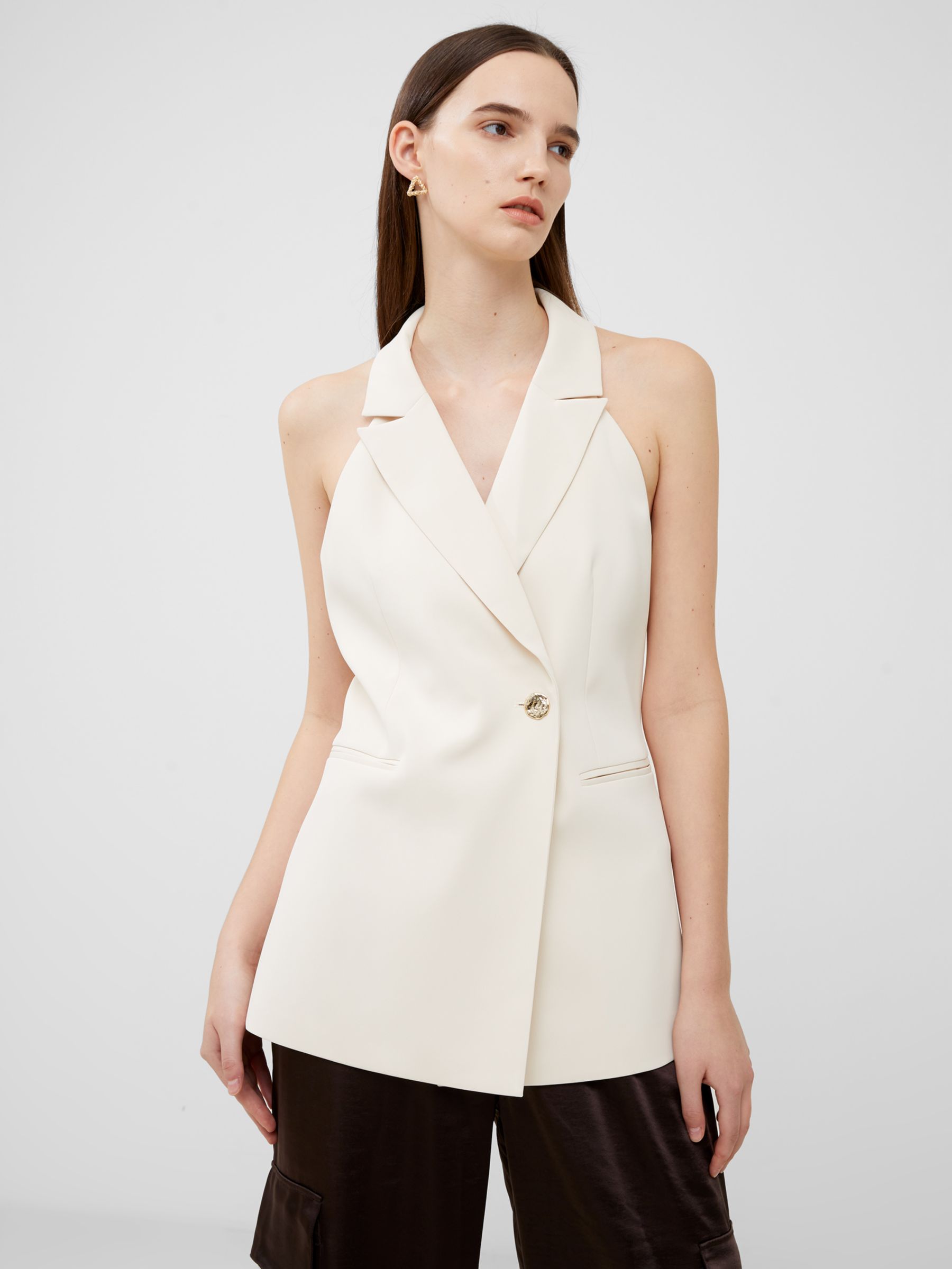 French Connection Harrie Halter Waistcoat, Classic Cream, 14