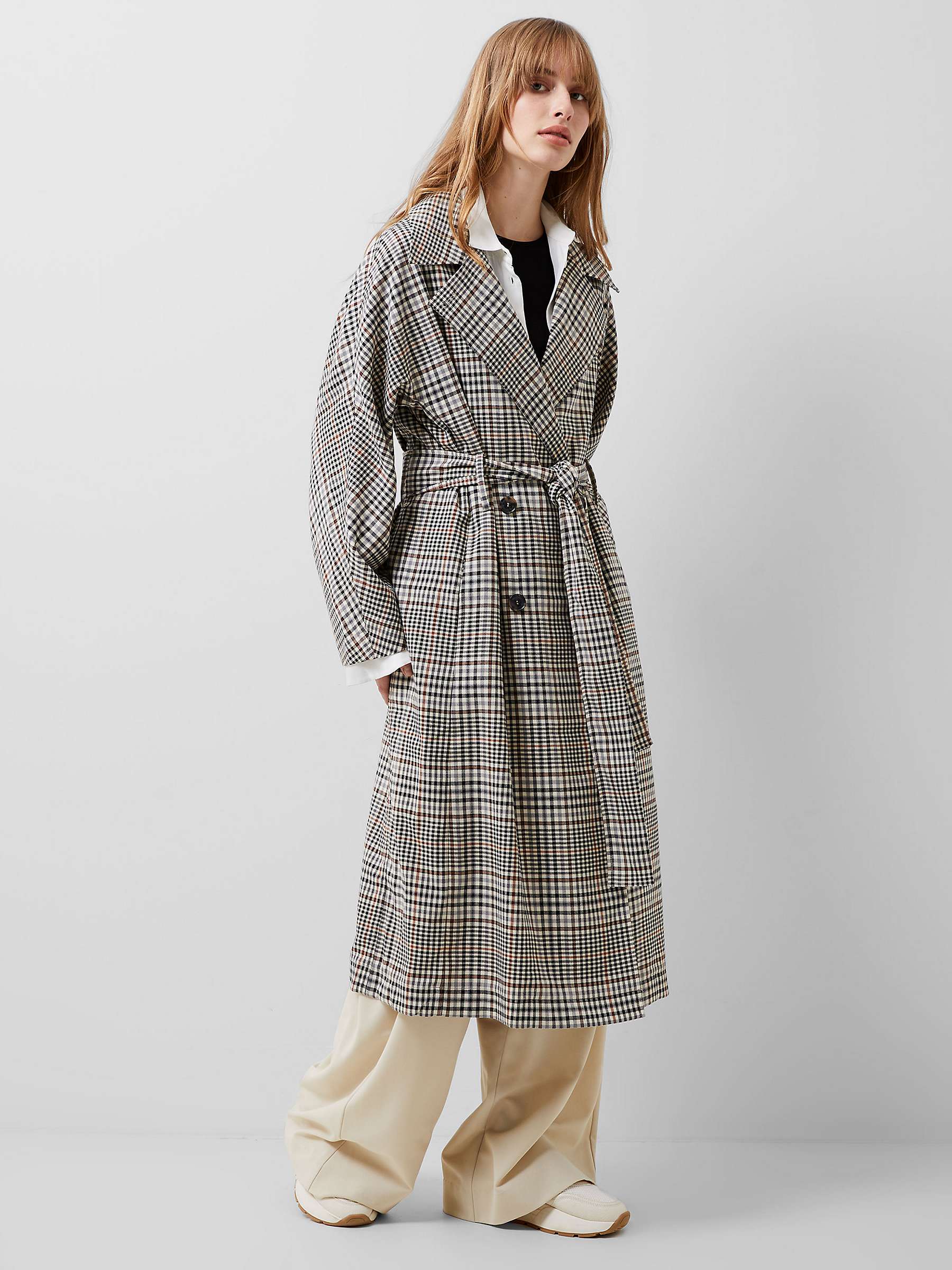 Buy French Connection Dandy Longline Check Coat, Multi Online at johnlewis.com