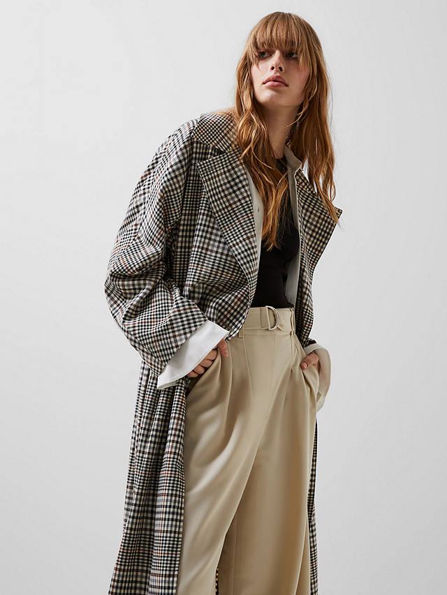 French Connection Dandy Longline Check Coat, Multi