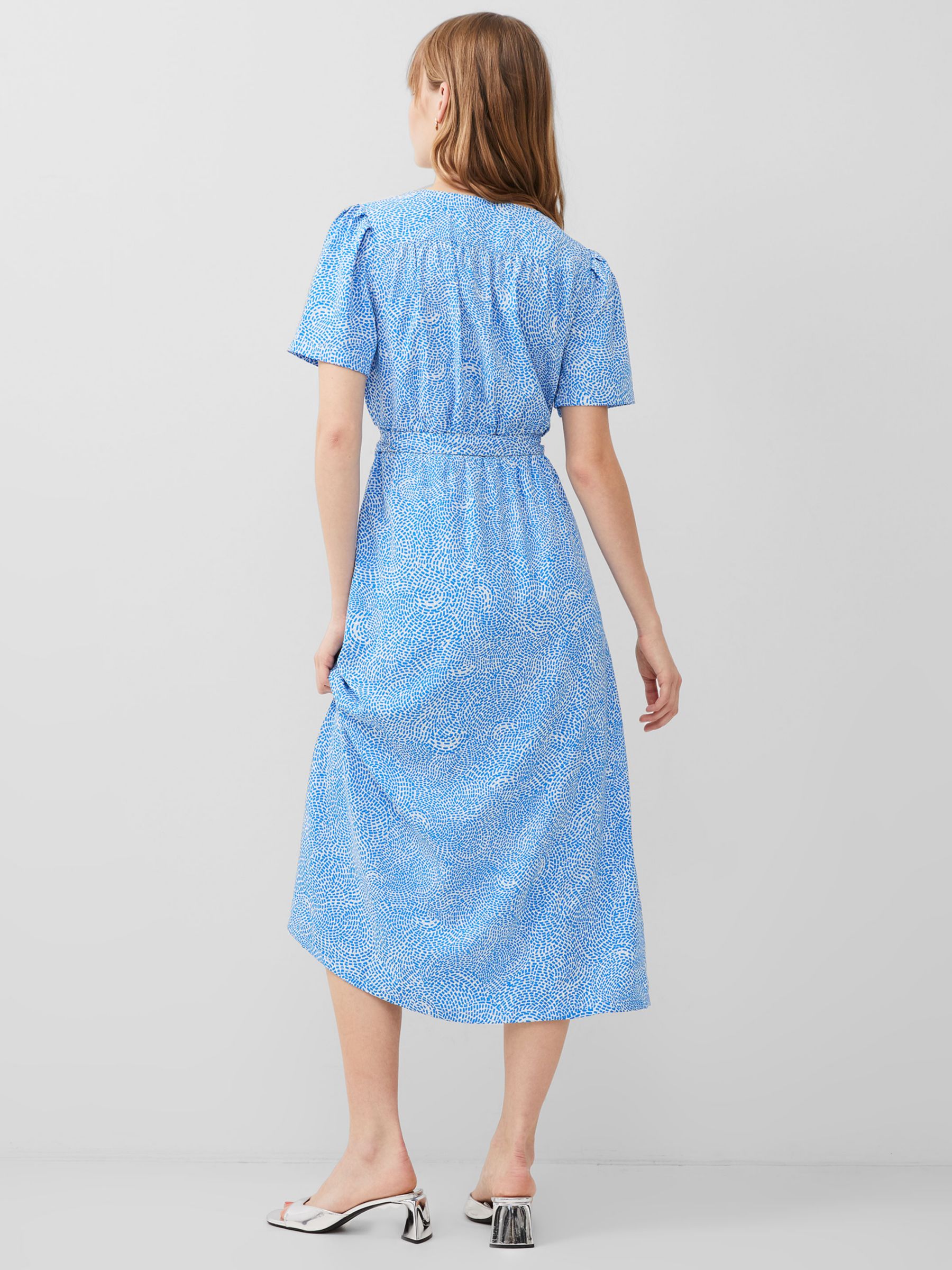 French Connection Bernice Elitan Abstract Print Midi Dress, Blue Mist, 8