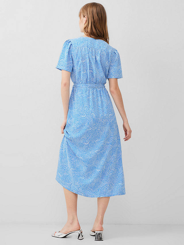 French Connection Bernice Elitan Abstract Print Midi Dress, Blue Mist