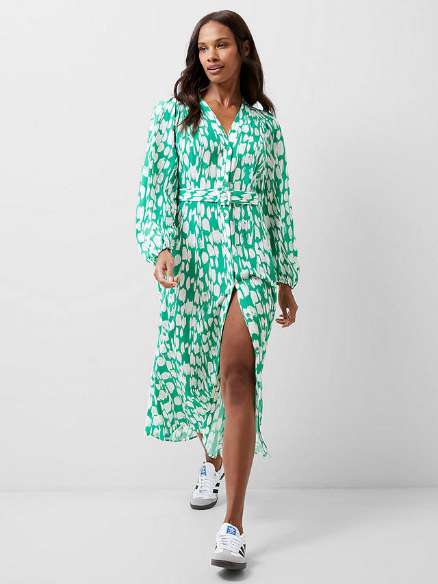 French Connection Islanna Shirt Midi Dress, Jelly Bean/White    