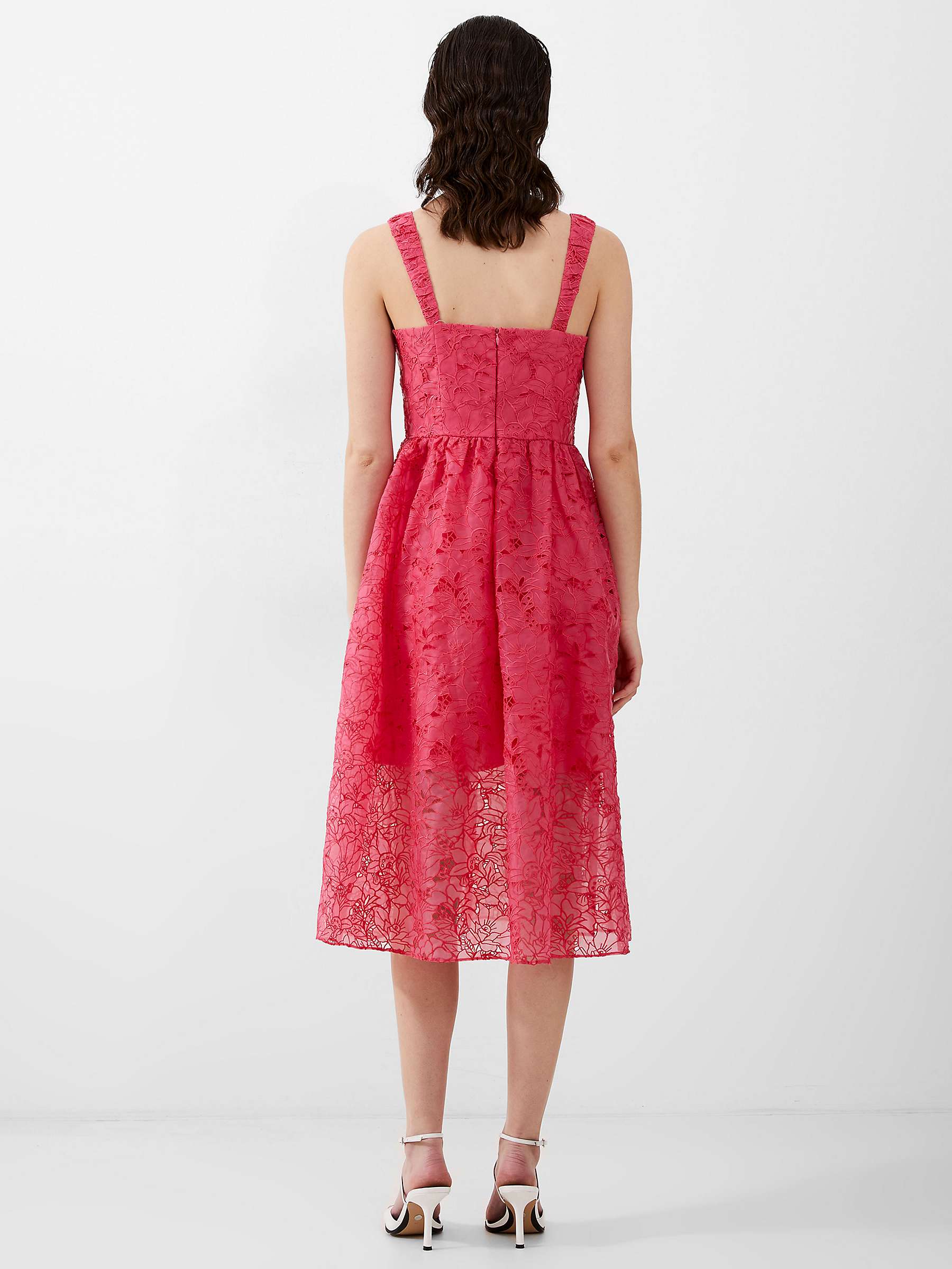 Buy French Connection Embroidered Lace Midi Dress, Azalea Online at johnlewis.com