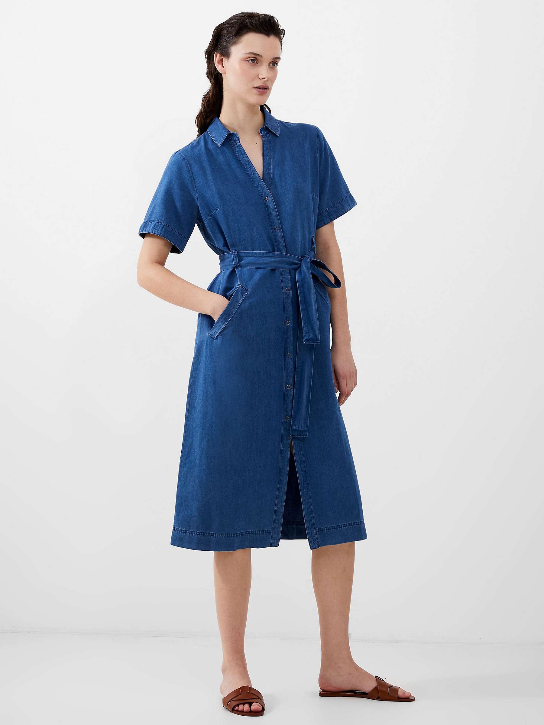 Buy French Connection Zaves Chambray Midi Shirt Dress, Light Vintage Online at johnlewis.com
