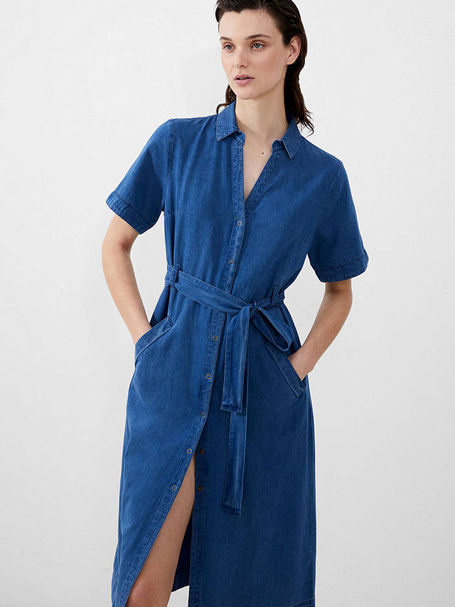 French Connection Zaves Chambray Midi Shirt Dress, Light Vintage