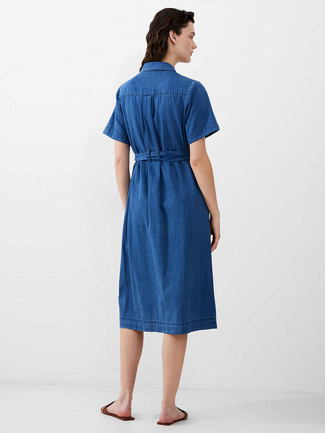 French Connection Zaves Chambray Midi Shirt Dress, Light Vintage