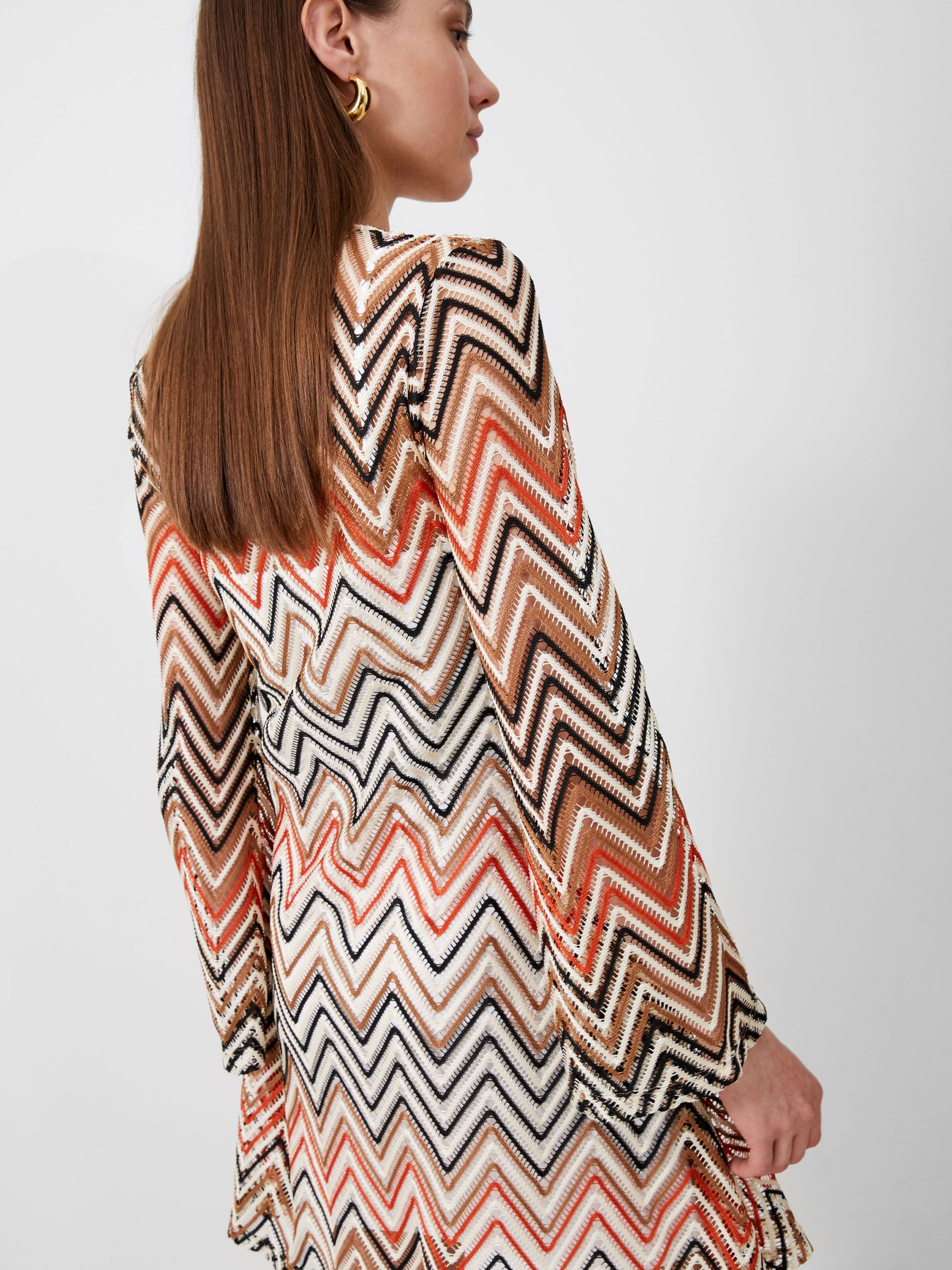 Buy French Connection Rudy Textured Zig Zag Stripe Mini Dress, Pear/Multi Online at johnlewis.com
