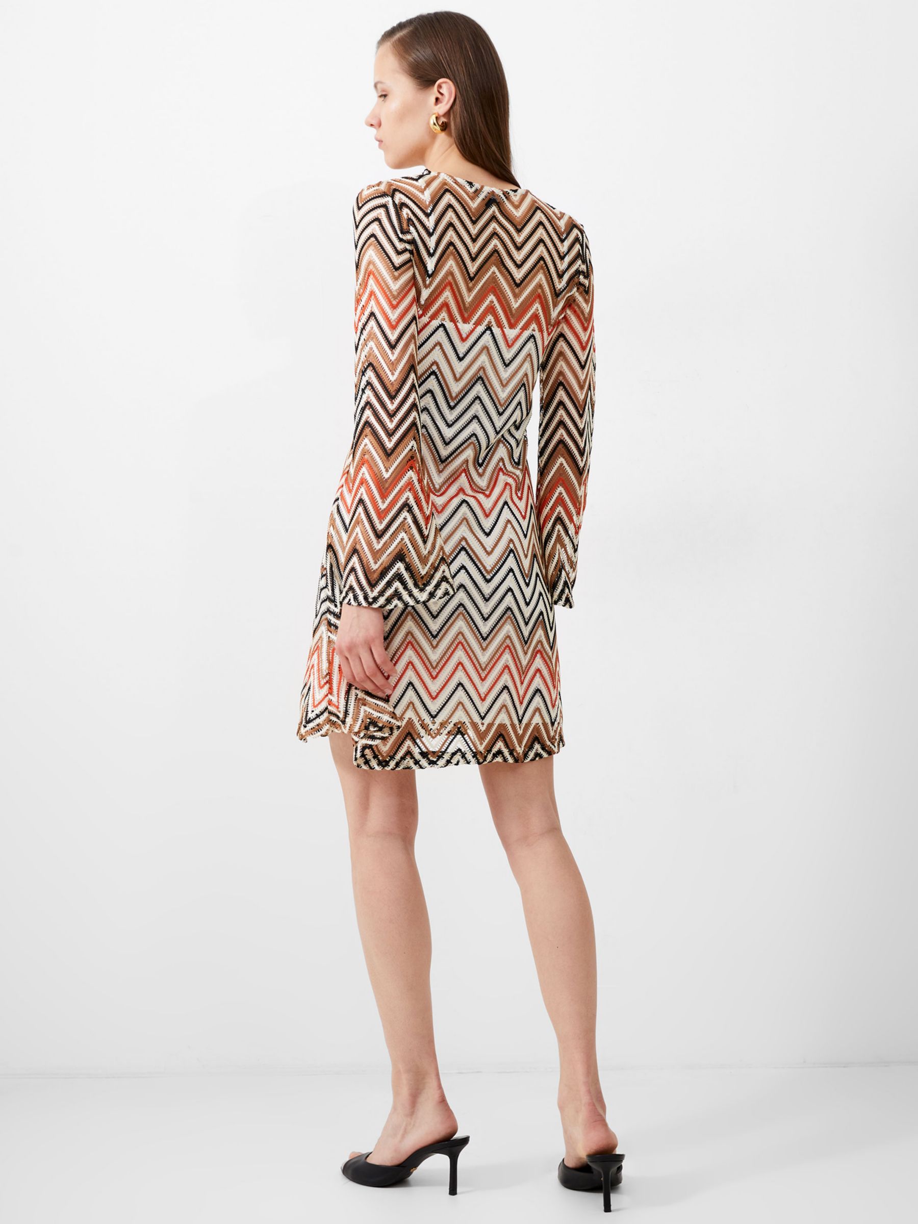 Buy French Connection Rudy Textured Zig Zag Stripe Mini Dress, Pear/Multi Online at johnlewis.com