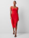 French Connection Echo Crepe Bust Detail Midi Dress, True Red