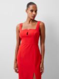French Connection Echo Crepe Bust Detail Midi Dress, True Red, True Red