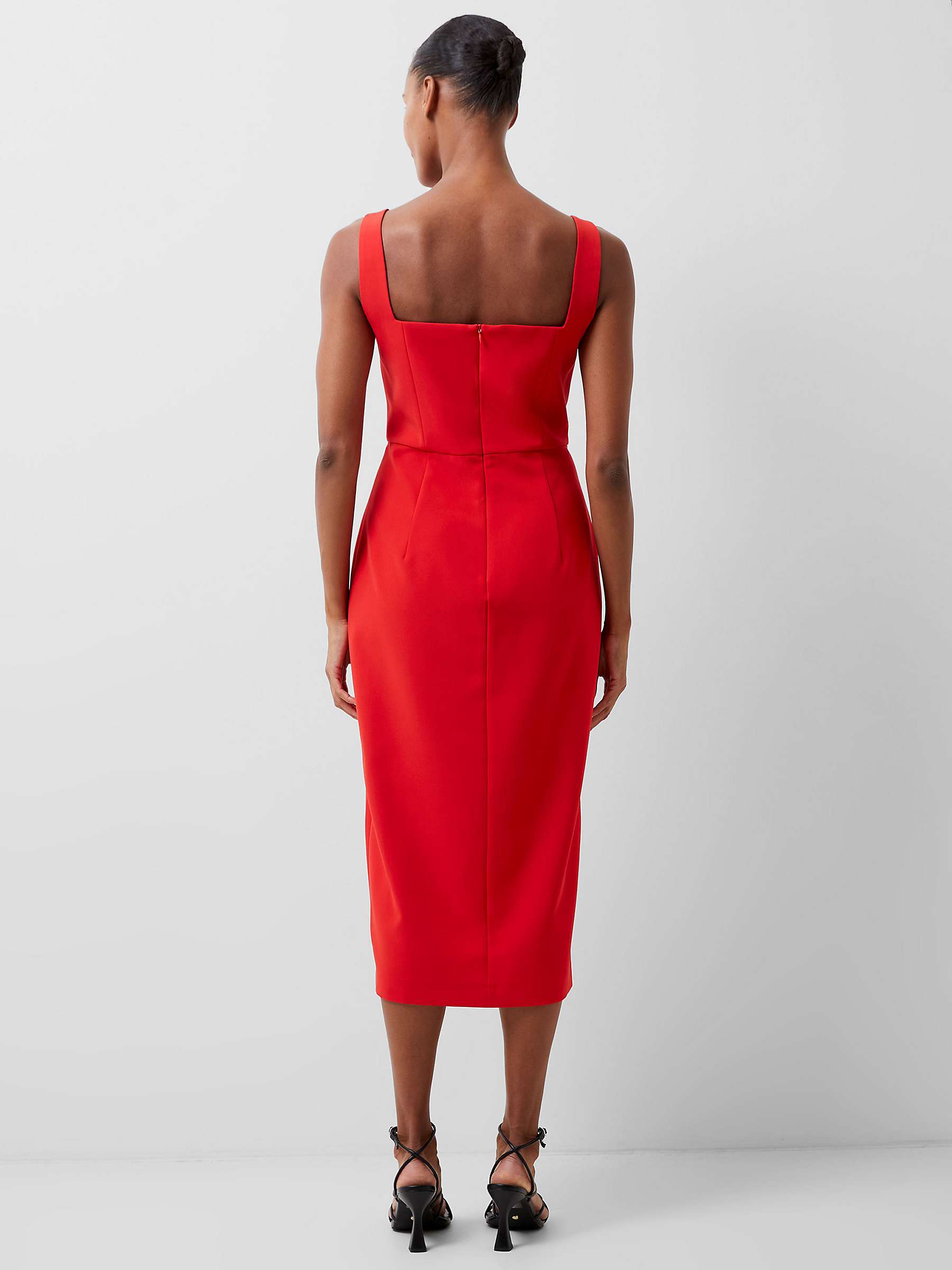Buy French Connection Echo Crepe Bust Detail Midi Dress, True Red Online at johnlewis.com