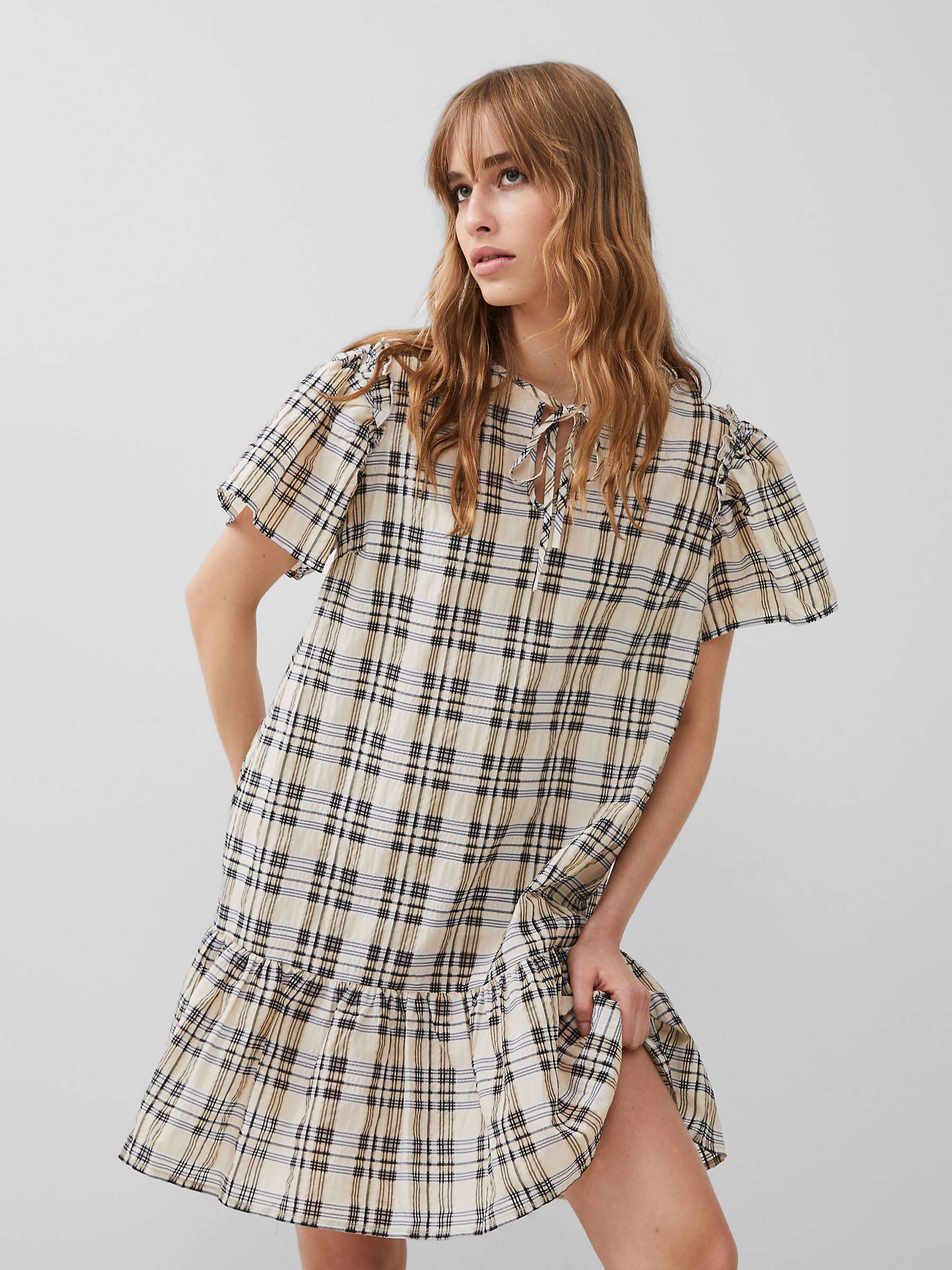 Buy French Connection Ivy Mini Check Dress, Black Ash/Classic Cream Online at johnlewis.com