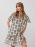 French Connection Ivy Mini Check Dress, Black Ash/Classic Cream