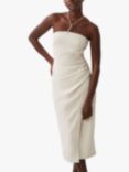 French Connection Echo Crepe Halterneck Midi Dress, Silver Lining, Silver Lining