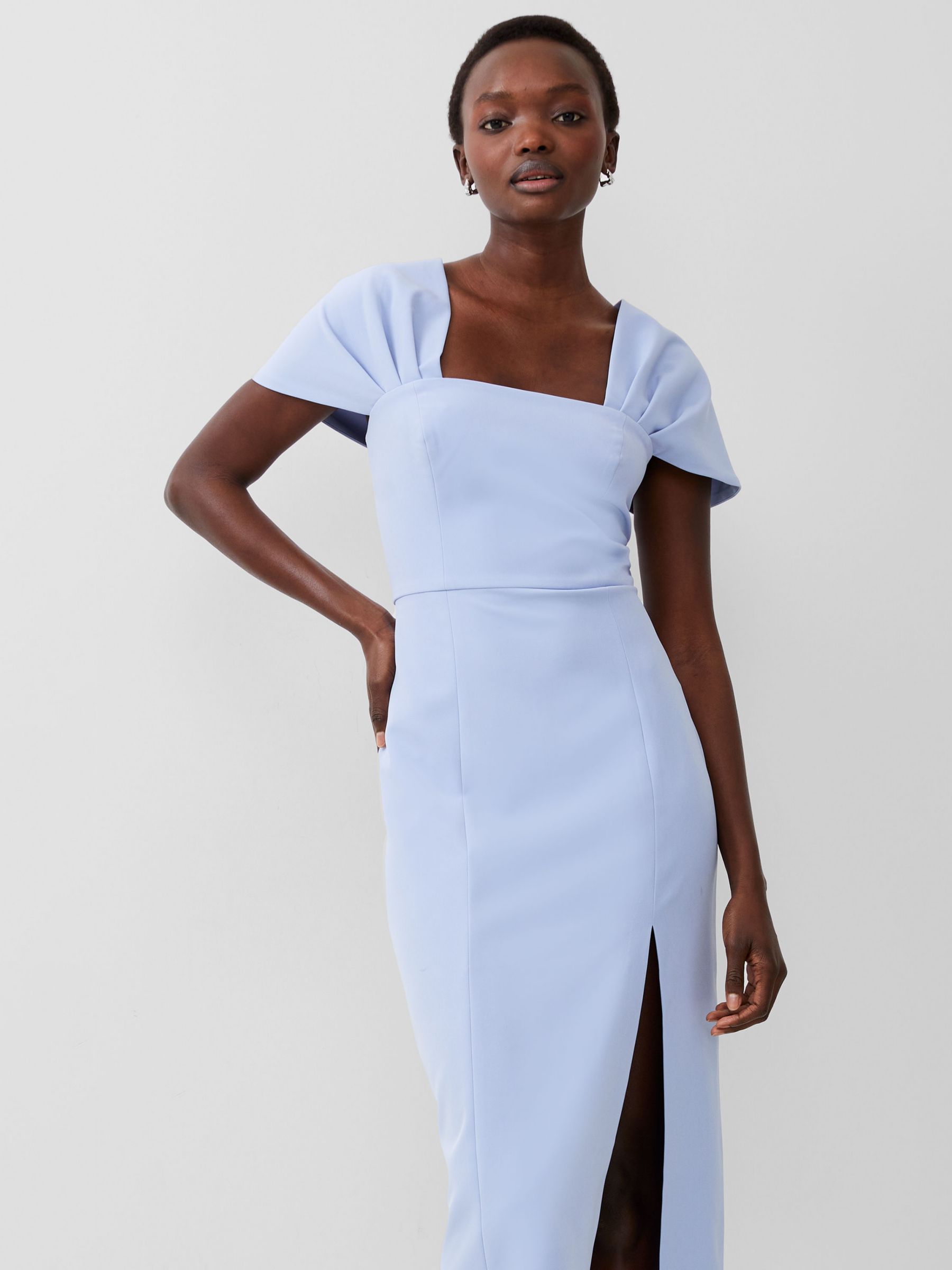 French Connection Echo Crepe Midi Dress, Cashmere Blue, 8