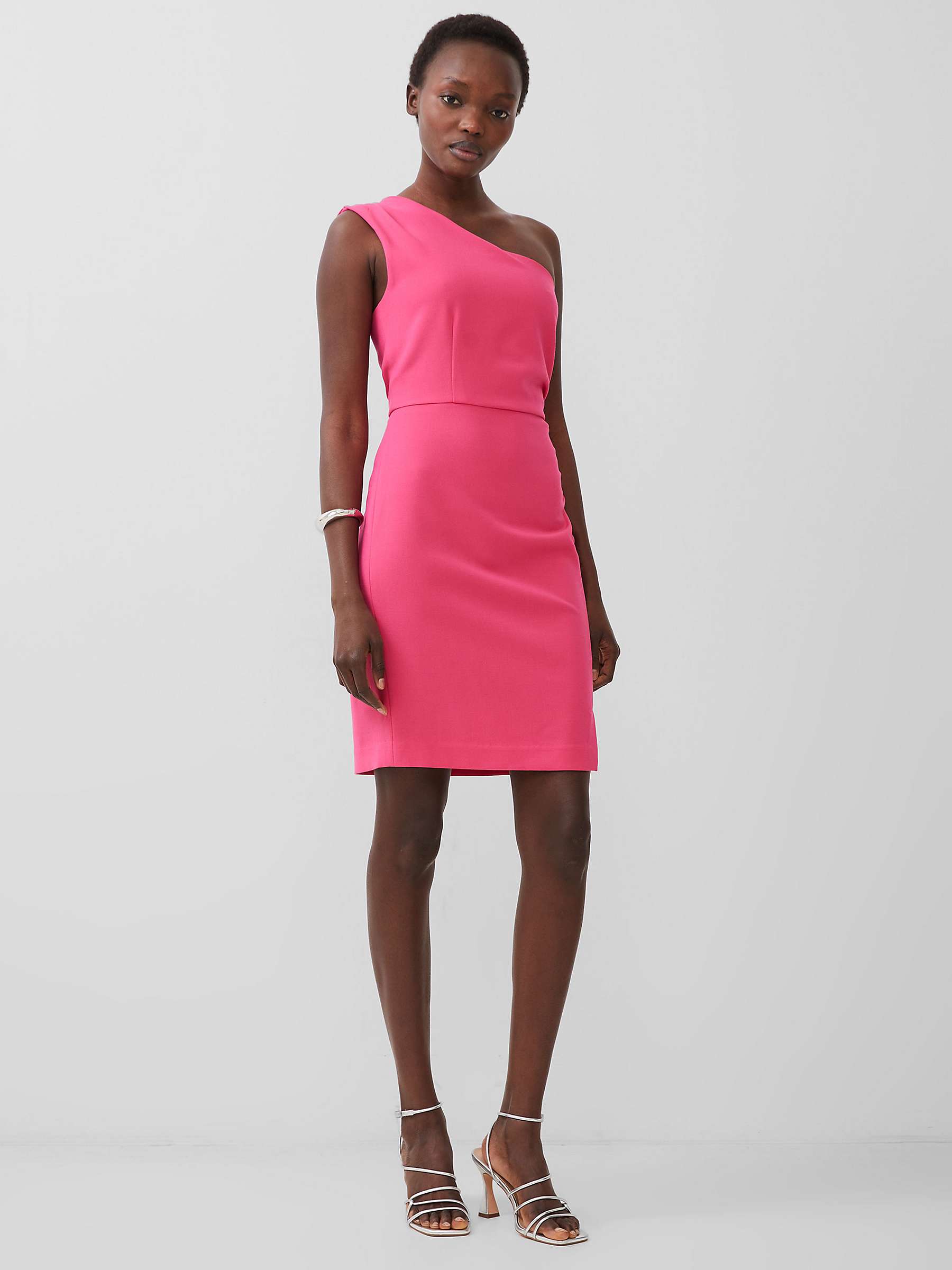 Buy French Connection Whisper One Shoulder Mini Dress, Raspberry Sorbet Online at johnlewis.com