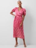 French Connection Elianna Burnout Midi Dress, Raspberry Sorbet/Aza