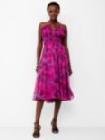 French Connection Arla Hallie Crinkle Dress, Pink/Purple