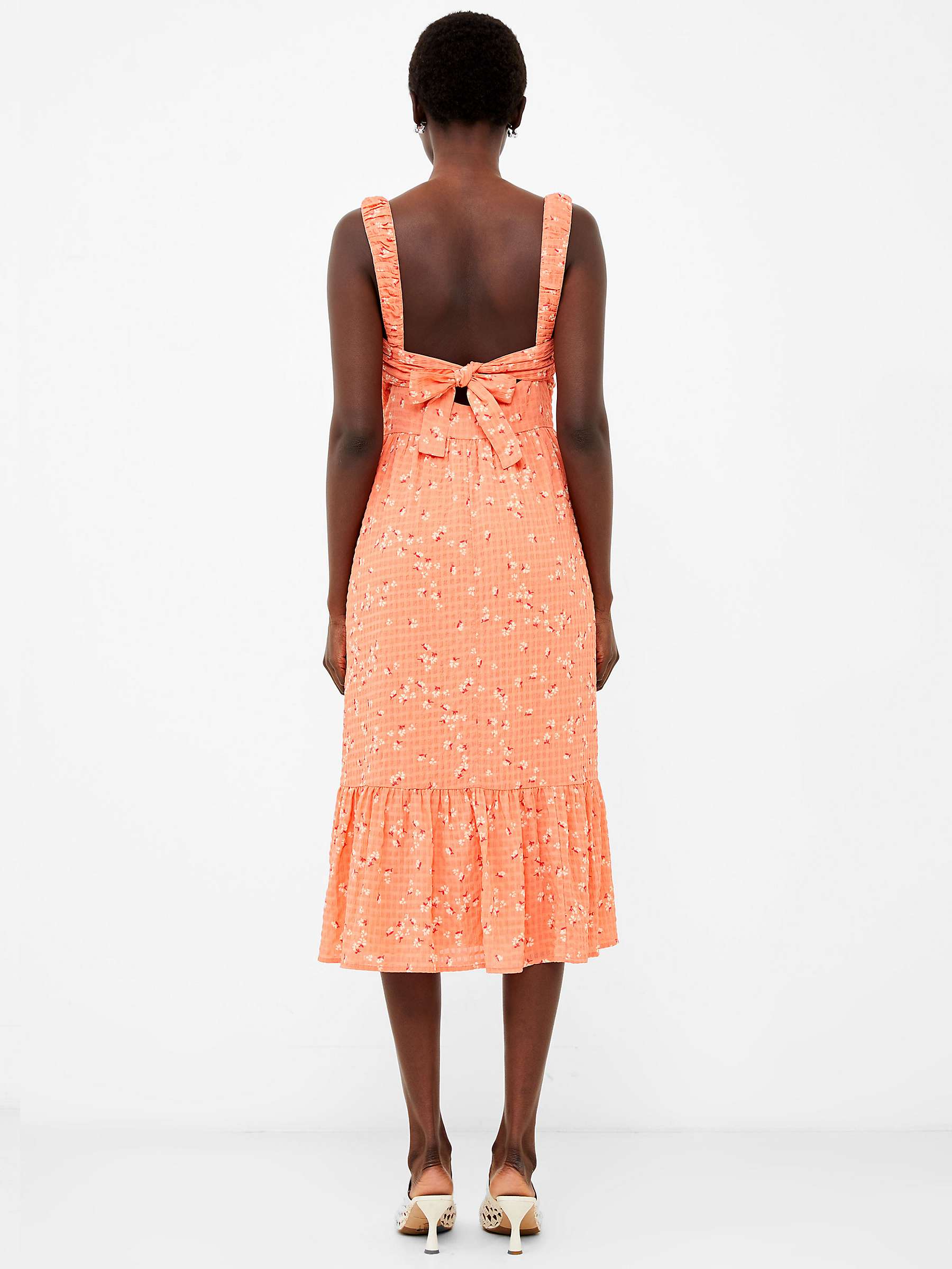 Buy French Connection Erin Gretta Midi Dress, Coral/Multi Online at johnlewis.com