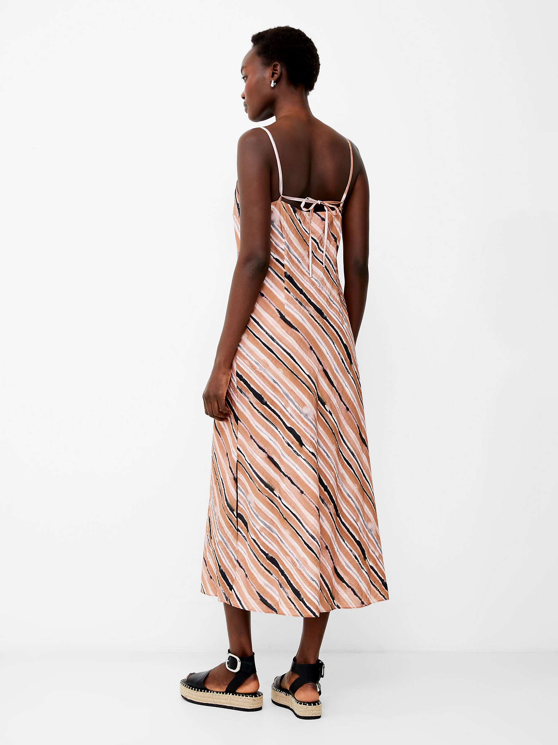 Buy French Connection Gaia Flavia Textured Diagonal  Stripe Midi Dress, Mocha Mousse Online at johnlewis.com