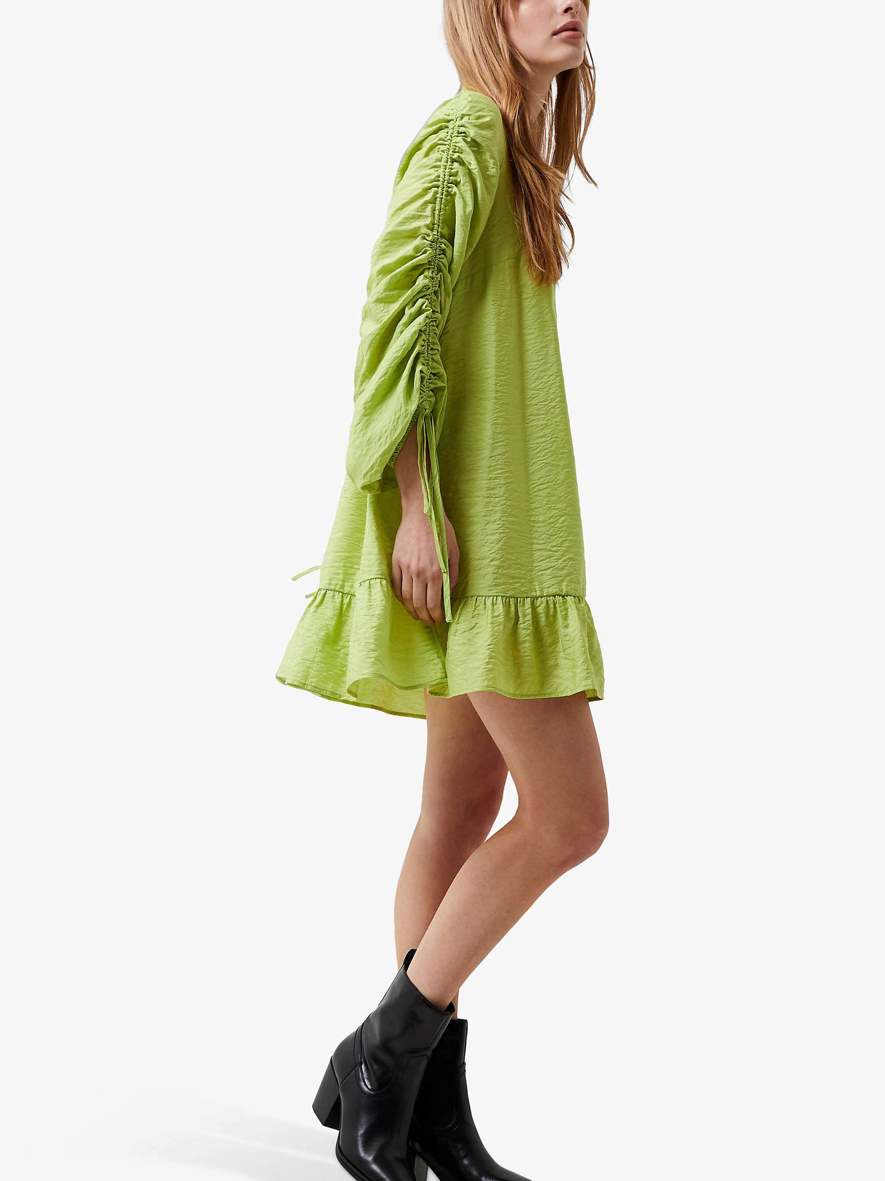 Buy French Connection Faron Ruched Sleeve Mini Dress, Wasabi Online at johnlewis.com