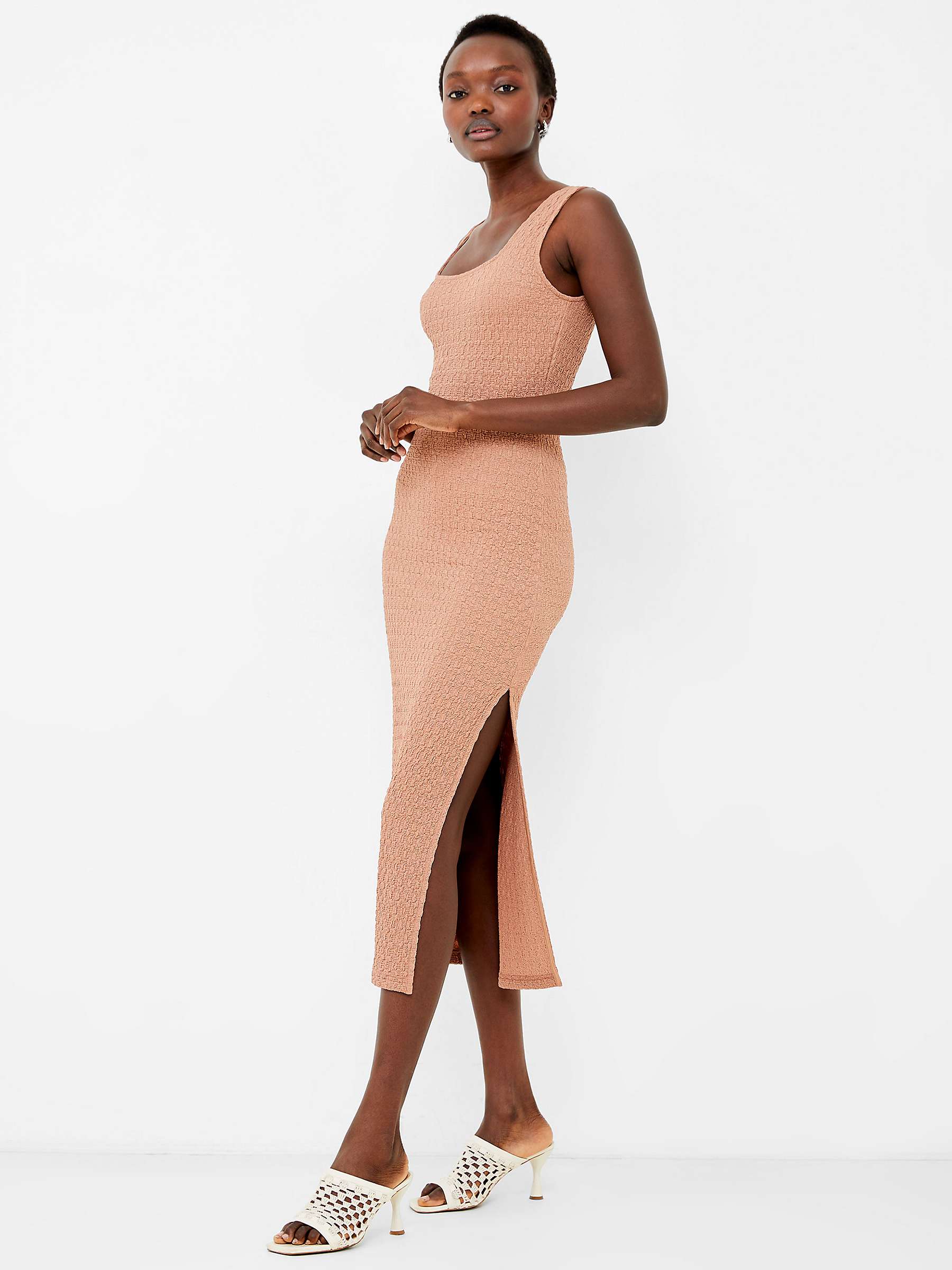 Buy French Connection Sadie Textured Bodycon Midi Dress, Mocha Mousse Online at johnlewis.com