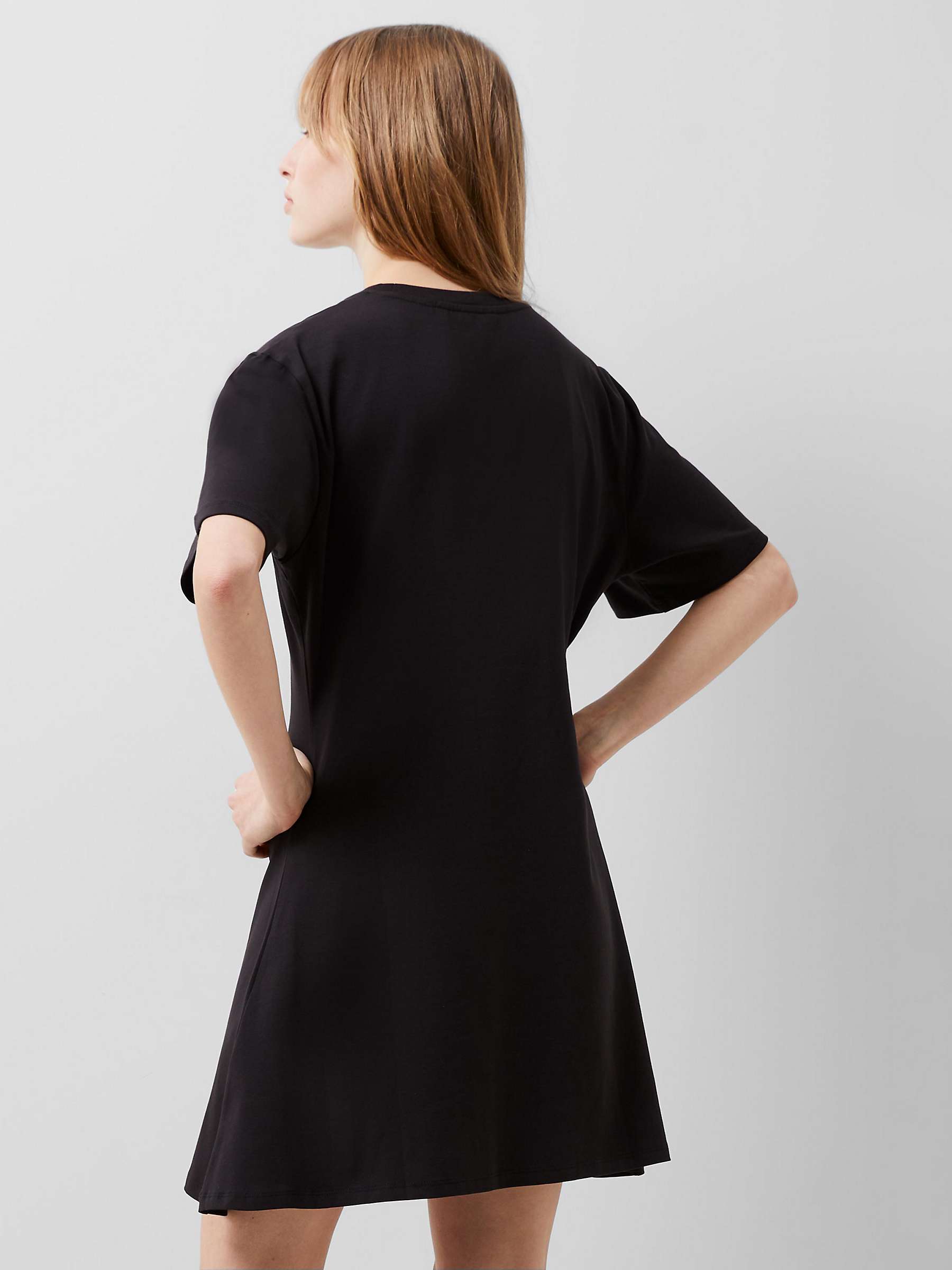 Buy French Connection Rallie Cotton Blend T-shirt Dress, Blackout Online at johnlewis.com