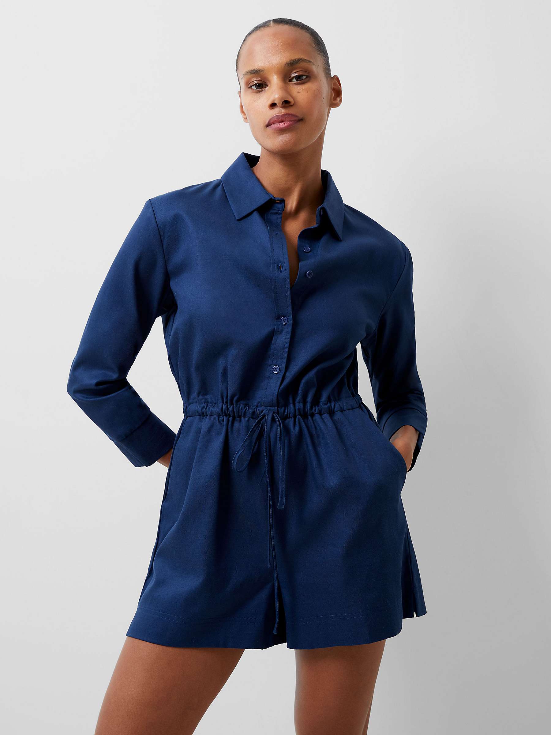 Buy French Connection Bodie Shirt Playsuit, Midnight Blue Online at johnlewis.com