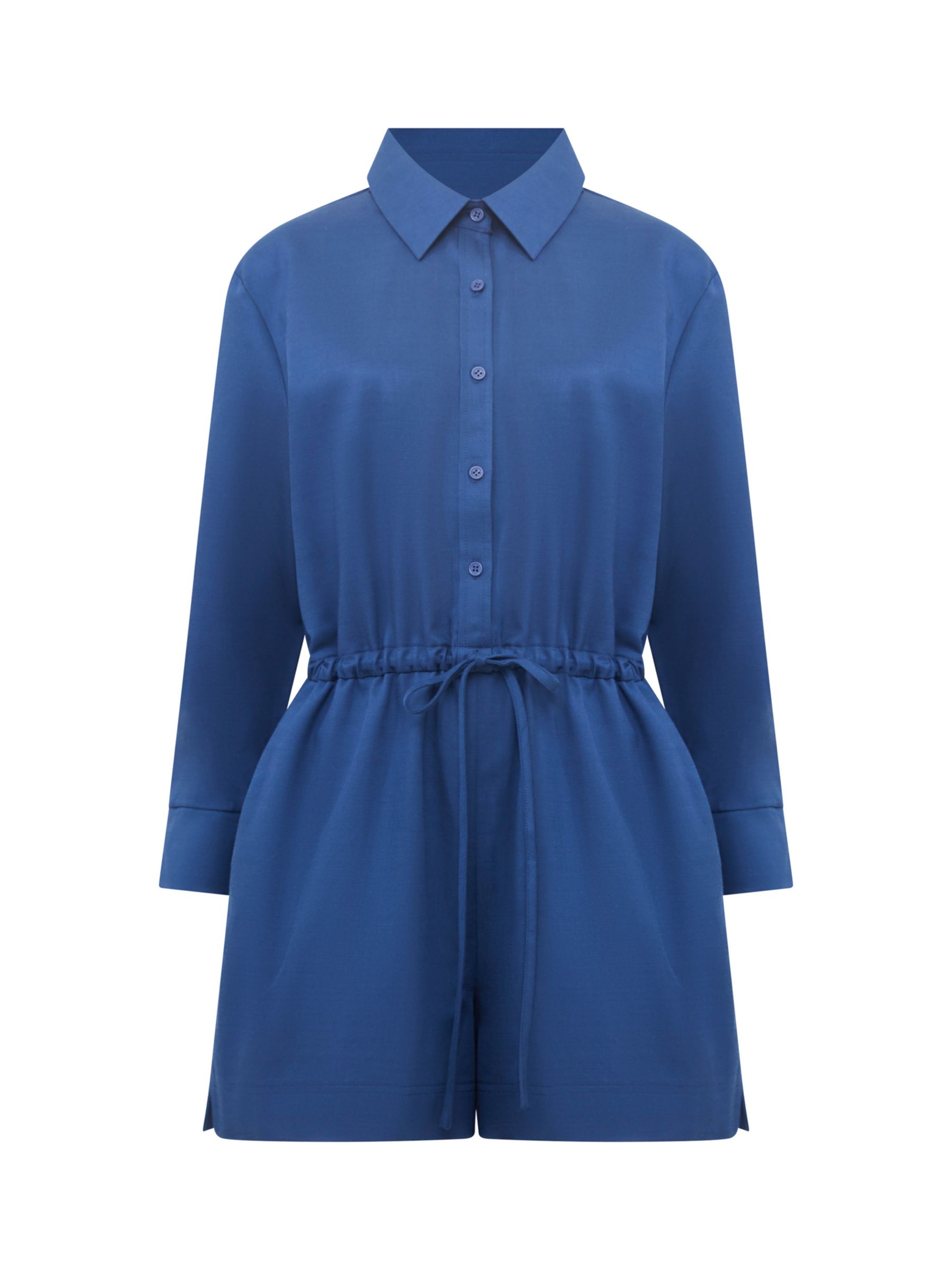 French Connection Bodie Shirt Playsuit, Midnight Blue, S