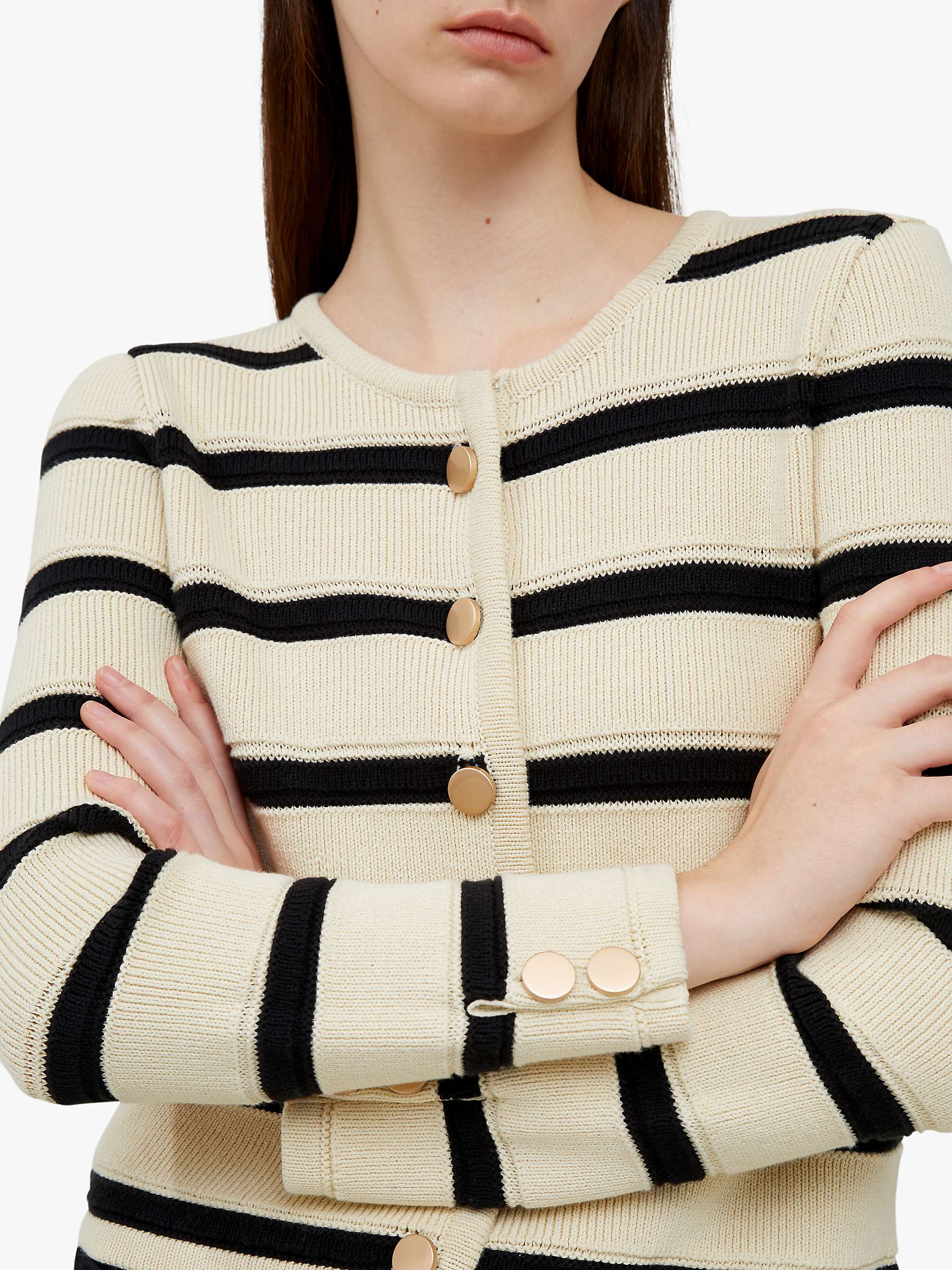 Buy French Connection Marloe Striped Rib Knit Cardigan, Classic Cream/Black Online at johnlewis.com