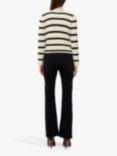 French Connection Marloe Striped Rib Knit Cardigan, Classic Cream/Black