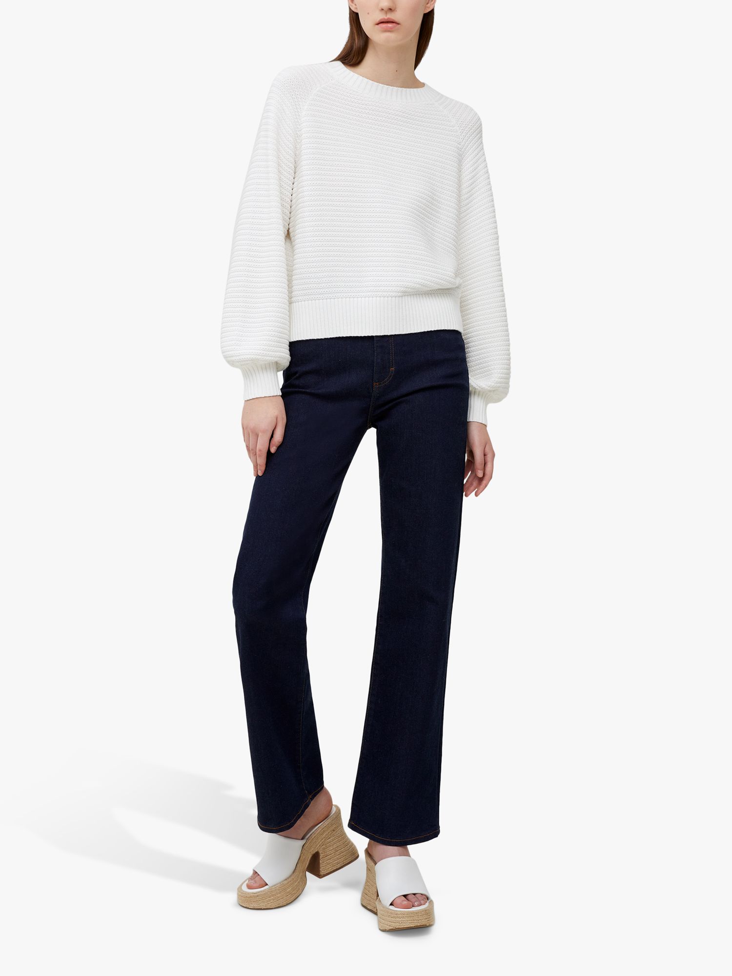 French Connection Lily Mozart Cotton Jumper, Summer White at John Lewis ...