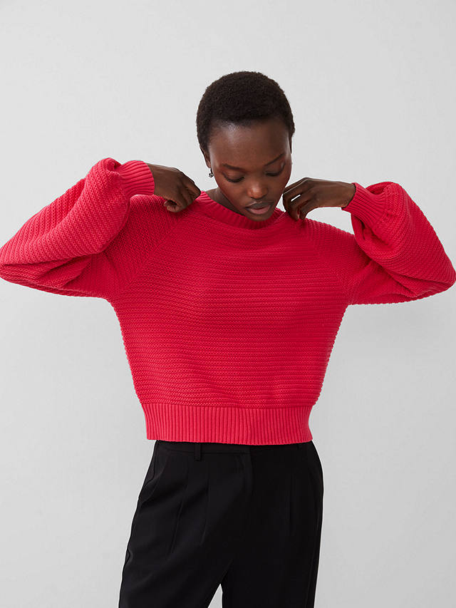 French Connection Lily Mozart Cotton Jumper, Raspberry Sorbet