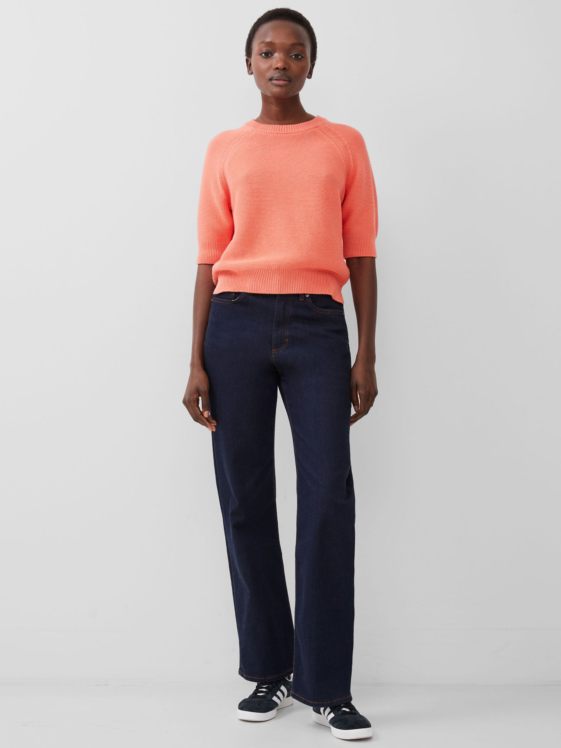 French Connection Lily Mozart Cotton Jumper, Coral at John Lewis & Partners
