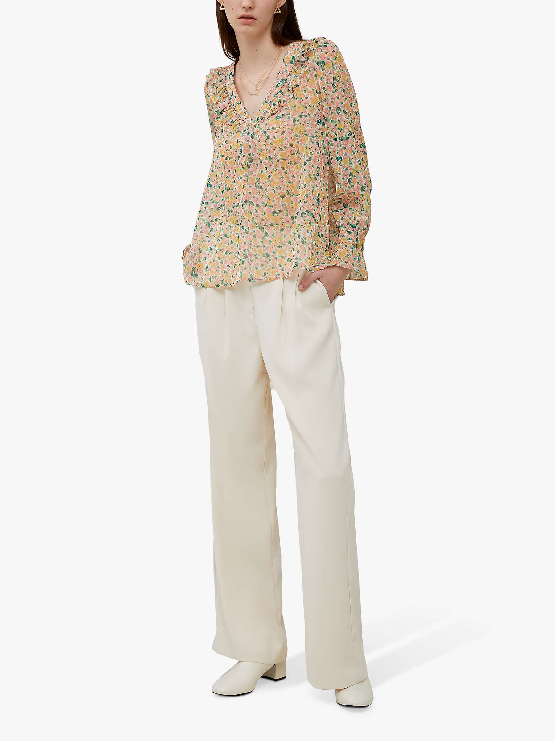 Buy French Connection Aleezia Hallie Floral Crinkle Top, Multi Online at johnlewis.com