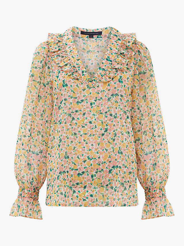French Connection Aleezia Hallie Floral Crinkle Top, Multi
